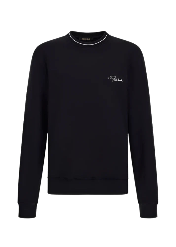 Roberto Cavalli Roses Regular Fit Crewneck Sweatshirt "Black" Designer Sweatshirt UAE