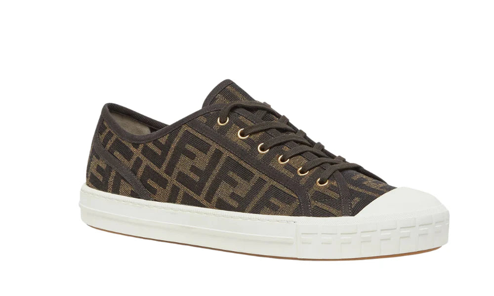 Fendi Domino "Brown Fabric" Low-Top Sneakers UAE