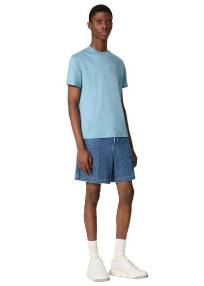 Valentino Light Blue T-Shirt With VLogo Signature Print Men's Designer Tee UAE