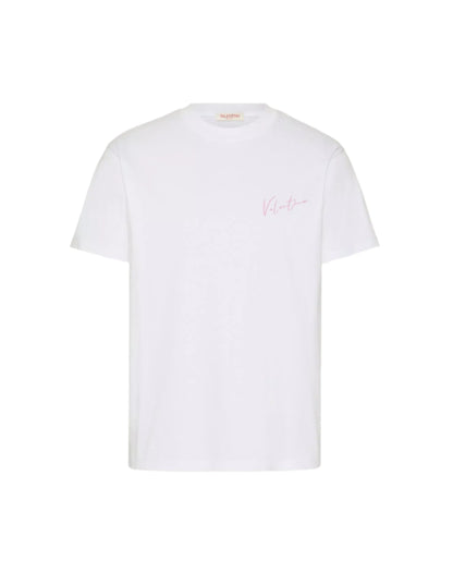 Valentino White T-Shirt With VLogo Signature Print Men's Luxury Tee UAE