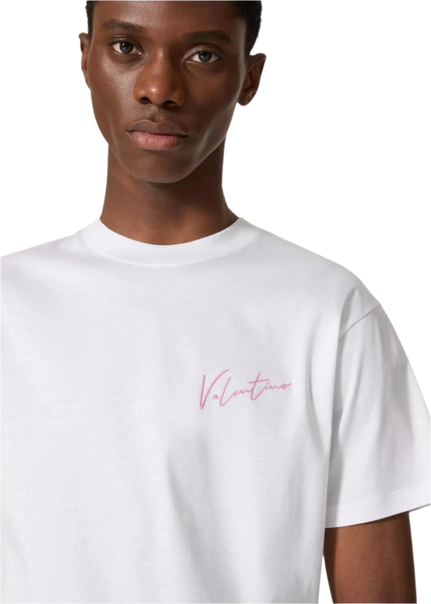 Valentino White T-Shirt With VLogo Signature Print Men's Luxury Tee UAE