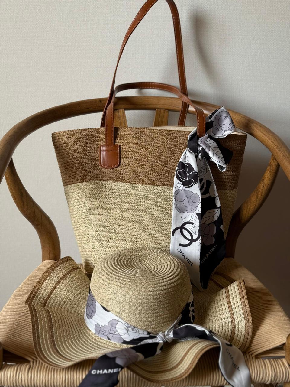 Chanel  bag tote & hat -beach set