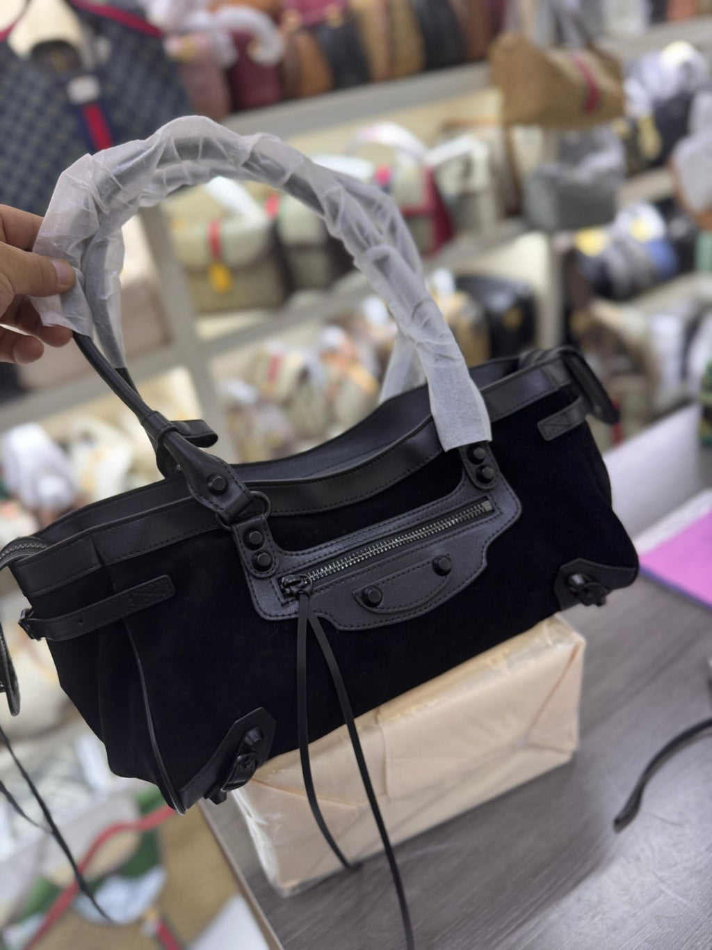 Balenciaga bag suede