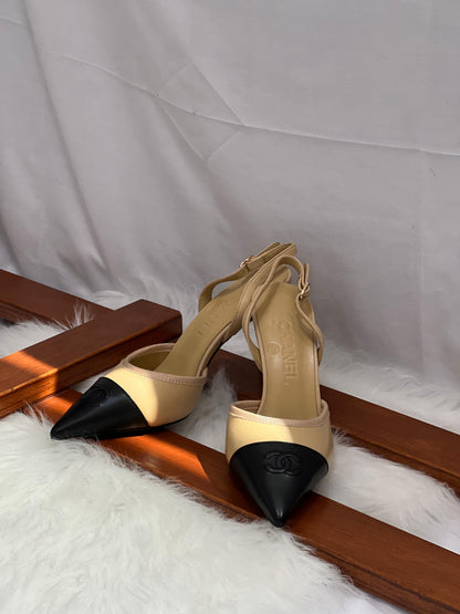 Chanel Heel Slingbacks in Iridescent Lambskin
