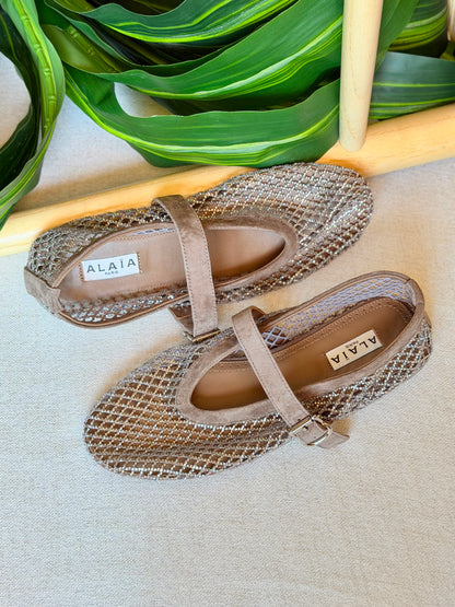 Alaïa Black Fishnet Ballet Flats