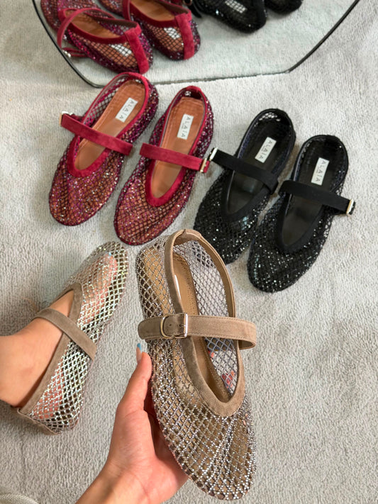 Alaïa Black Fishnet Ballet Flats