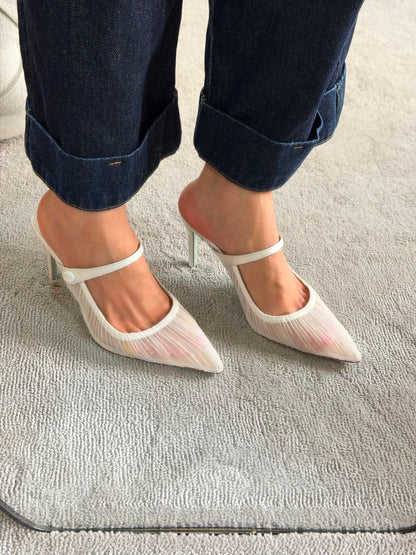 AQUAZZURA Voile 75 satin-trimmed tulle mules