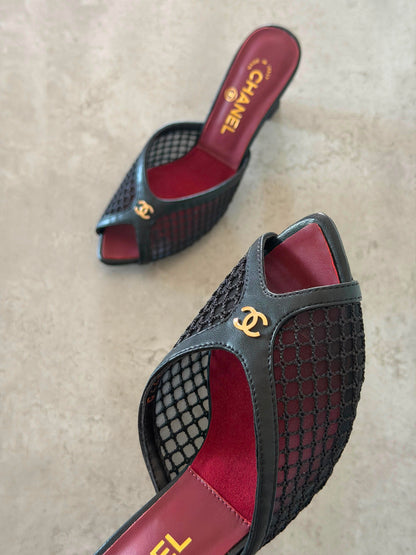 Chanel Mules in Mixed Fibers Cotton & Lambskin