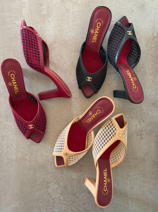 Chanel Mules in Mixed Fibers Cotton & Lambskin
