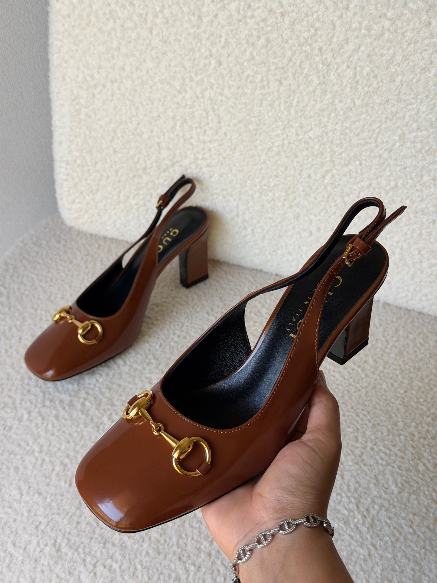 Gucci Leather Horsebit Slingback Pumps