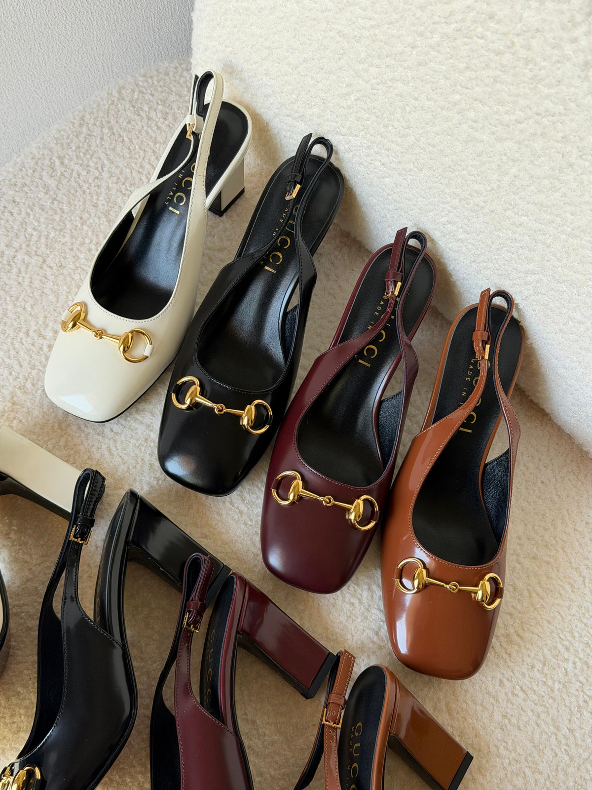 Gucci Leather Horsebit Slingback Pumps
