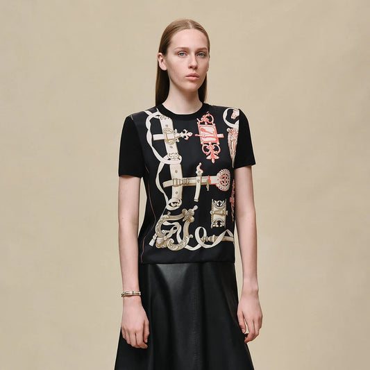 Hermes Ferronnerie Remix" short-sleeve twillaine sweater