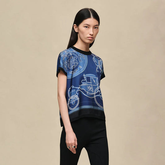 Hermes Ferronnerie Remix" short-sleeve twillaine sweater