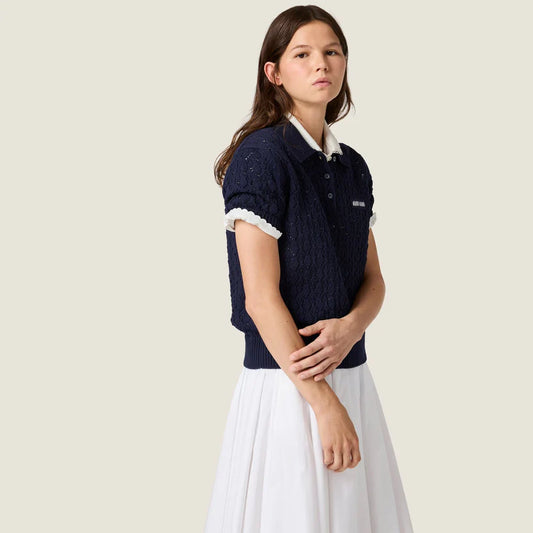 Black Cotton Polo Shirt | Miu Miu