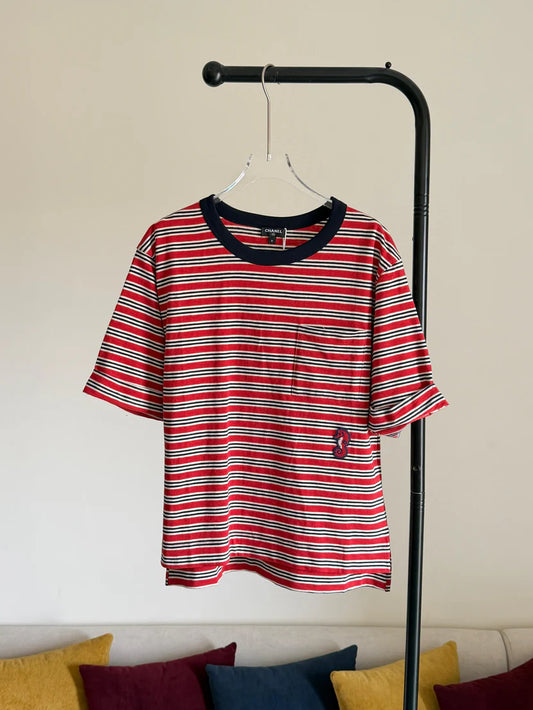 Chanel stripped T-SHIRT Red