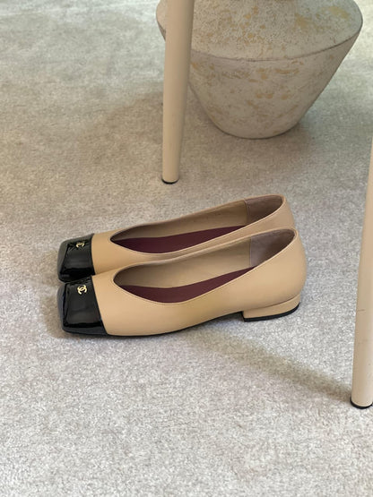 Chanel Lambskin Cap Toe CC Uniform Ballerina Flats