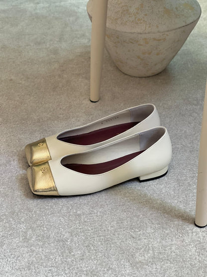 Chanel Lambskin Cap Toe CC Uniform Ballerina Flats