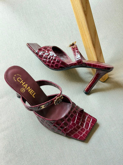 Chanel Crocodile Embossed Patent Calfskin & Metal