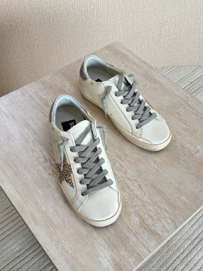 Golden Goose White Leather Super-Star Sneakers
