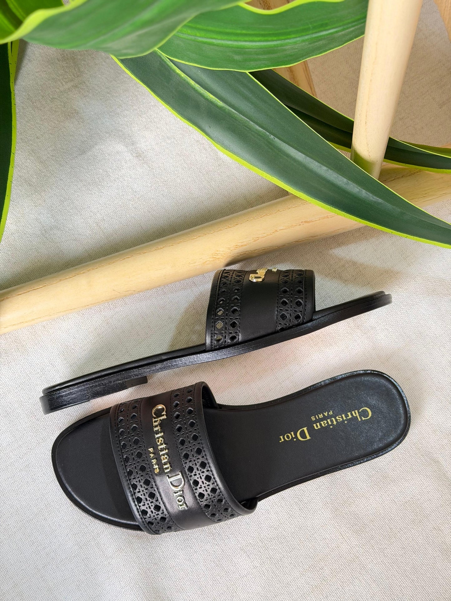 Christian Dior D-Lane Slide In Calfskin Slide