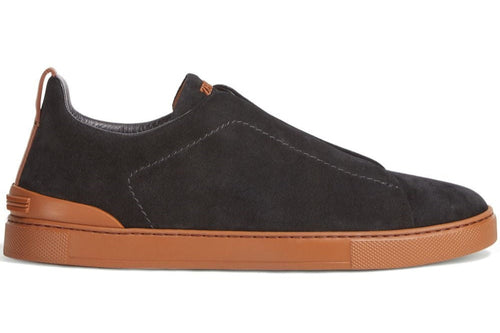 Zegna Black Suede Triple Stitch Sneakers Premium Suede Footwear UAE