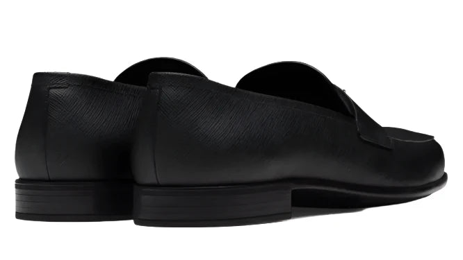 Prada Plaque Loafer "Black Saffiano Leather" Formal Designer Loafers UAE