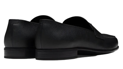 Prada Plaque Loafer "Black Saffiano Leather" Formal Designer Loafers UAE