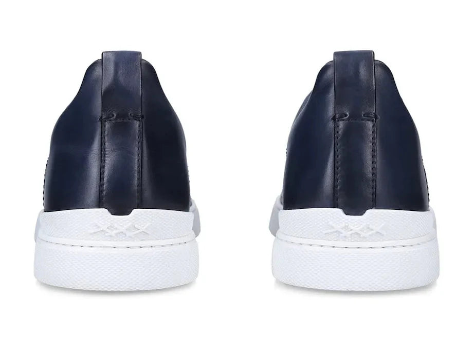 Zegna Crocodile Leather Triple Stitch "Navy Blue" Premium Sneakers UAE