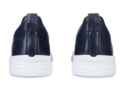 Zegna Crocodile Leather Triple Stitch "Navy Blue" Premium Sneakers UAE