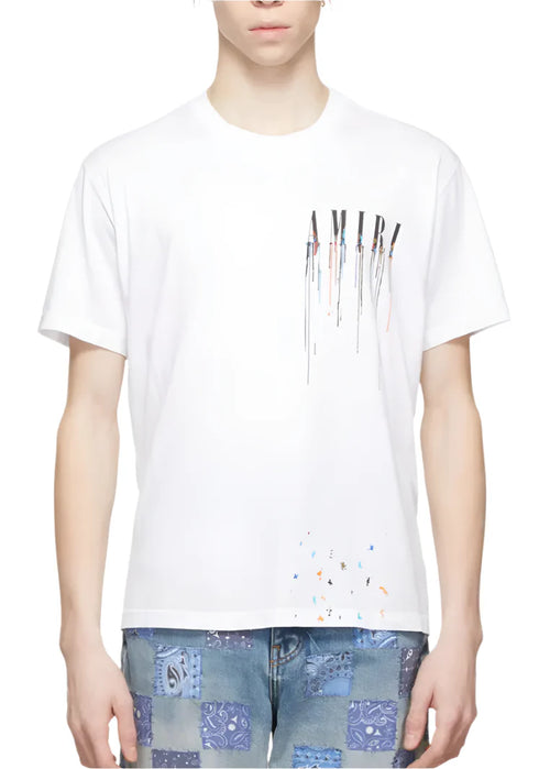 Amiri White Paint Drip Logo Crewneck T-Shirt Premium Logo Tee UAE