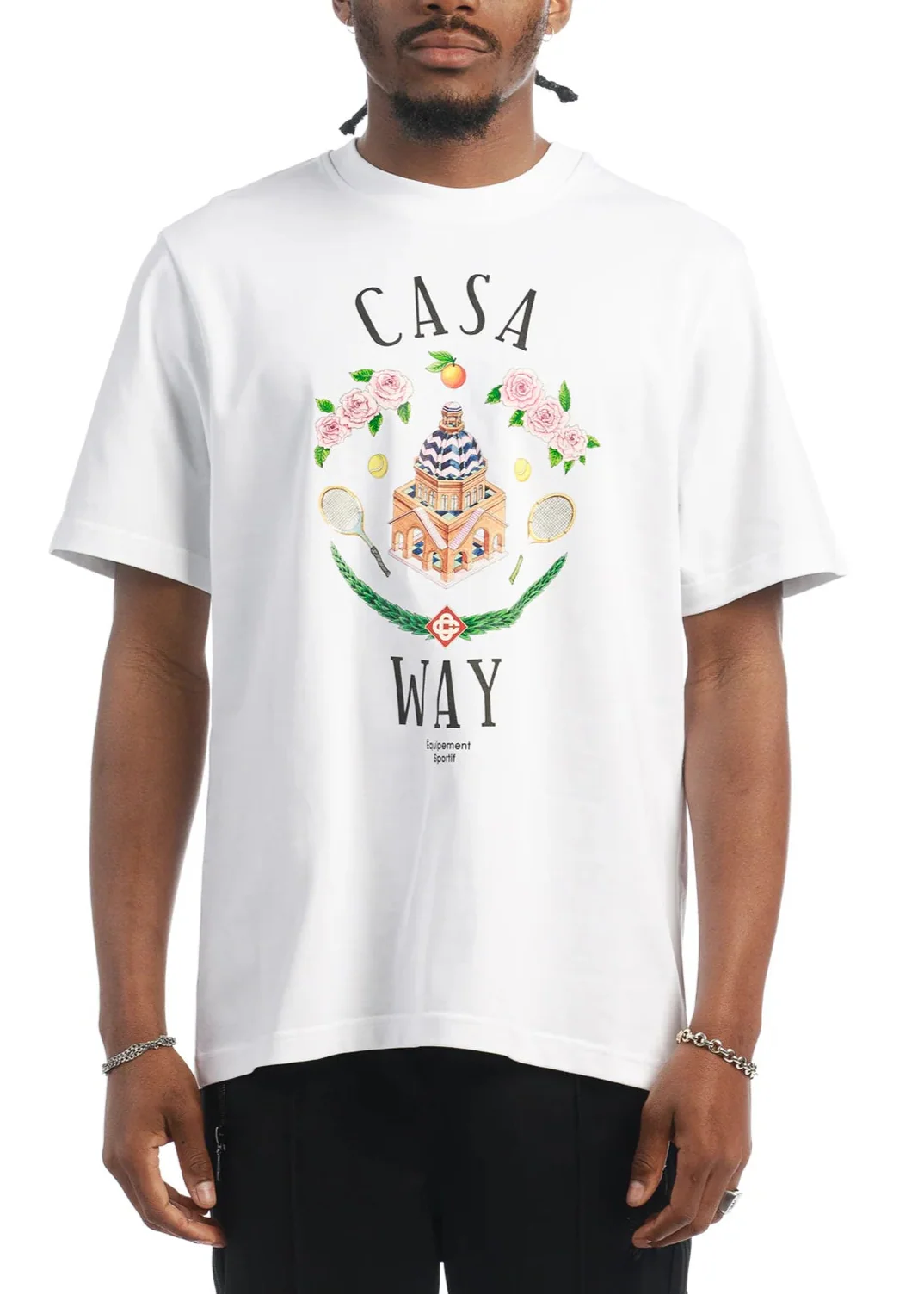 Casablanca Casa Way Graphic-Print T-Shirt "White" Premium Casual Tee UAE