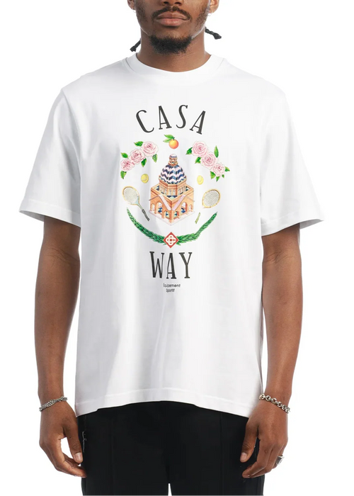 Casablanca Casa Way Graphic-Print T-Shirt "White" Premium Casual Tee UAE