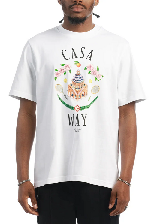Casablanca Casa Way Graphic-Print T-Shirt "White" Premium Casual Tee UAE