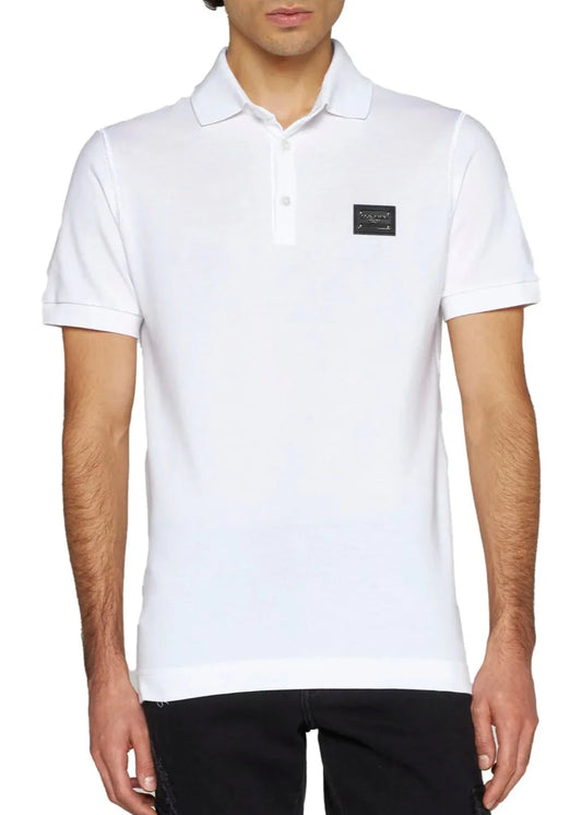Dolce & Gabbana Cotton Piqué Polo Shirt With Branded Tag Designer Polo UAE