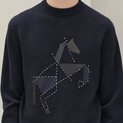 Hermès Cashmere Cheval Tangram "Navy Blue" Luxury Cashmere Sweater UAE
