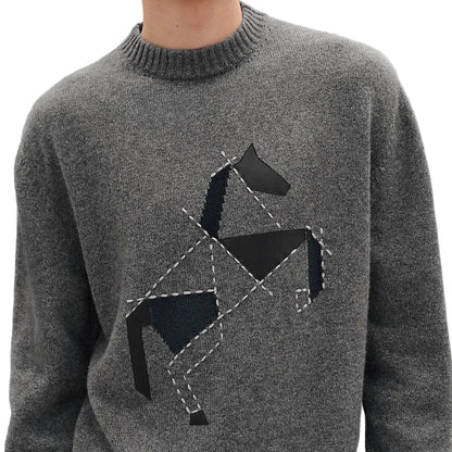 Hermès Cashmere Cheval Tangram "Gray" Luxury Cashmere Sweater UAE