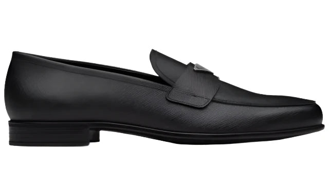 Prada Plaque Loafer "Black Saffiano Leather" Formal Designer Loafers UAE