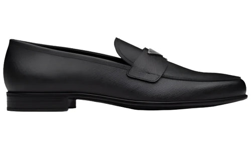 Prada Plaque Loafer "Black Saffiano Leather" Formal Designer Loafers UAE
