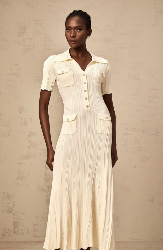 SANDRO ribbed-knit midi dress