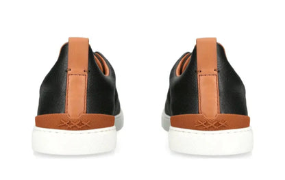 Ermenegildo Zegna Triple Stitch "Black Deerskin" Premium Leather Sneakers UAE