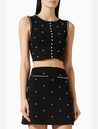 SANDRO Black Embellished Mini Skirt