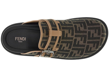 Fendi Feel Sabots Fabric "Black Brown" Designer Sabot Shoes UAE