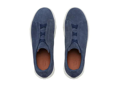 Zegna Triple Stitch Suede "Workwear Blue" Utility Style Sneakers UAE