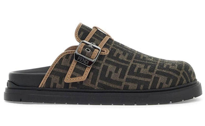 Fendi Feel Sabots Fabric "Black Brown" Designer Sabot Shoes UAE