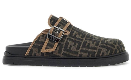 Fendi Feel Sabots Fabric "Black Brown" Designer Sabot Shoes UAE