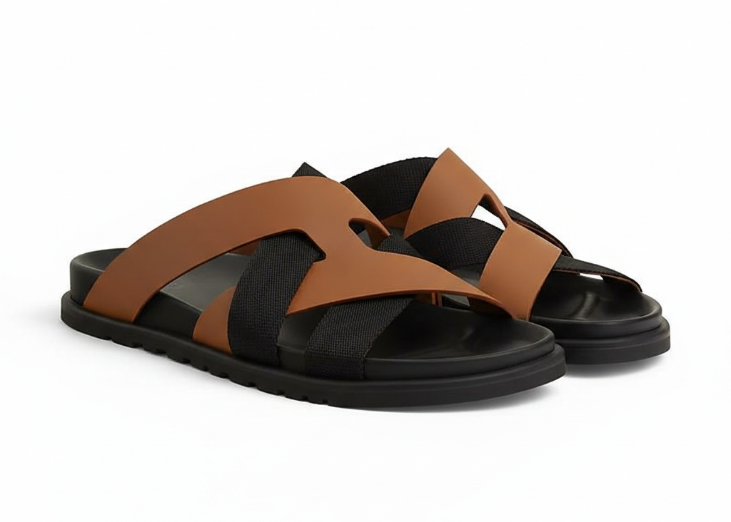 Hermes Kazimir Sandal "Natural Black" Premium Leather Sandals UAE