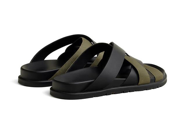 Hermes Kazimir Sandal "Black Tundra Green" Premium Leather Sandals UAE