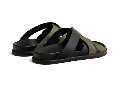 Hermes Kazimir Sandal "Black Tundra Green" Premium Leather Sandals UAE