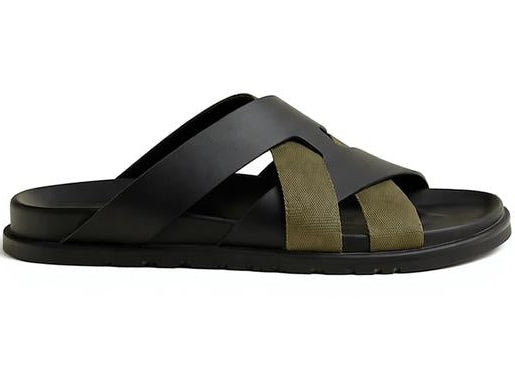 Hermes Kazimir Sandal "Black Tundra Green" Premium Leather Sandals UAE