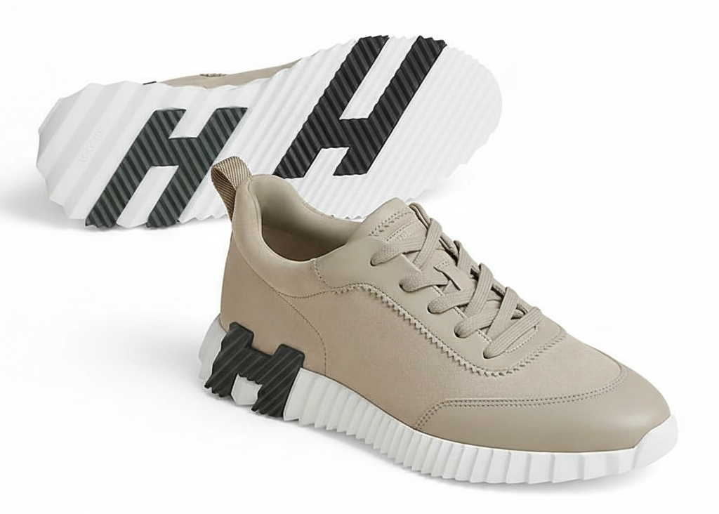Hermes Bouncing "Beige Sketch" Artistic Design Sneakers UAE